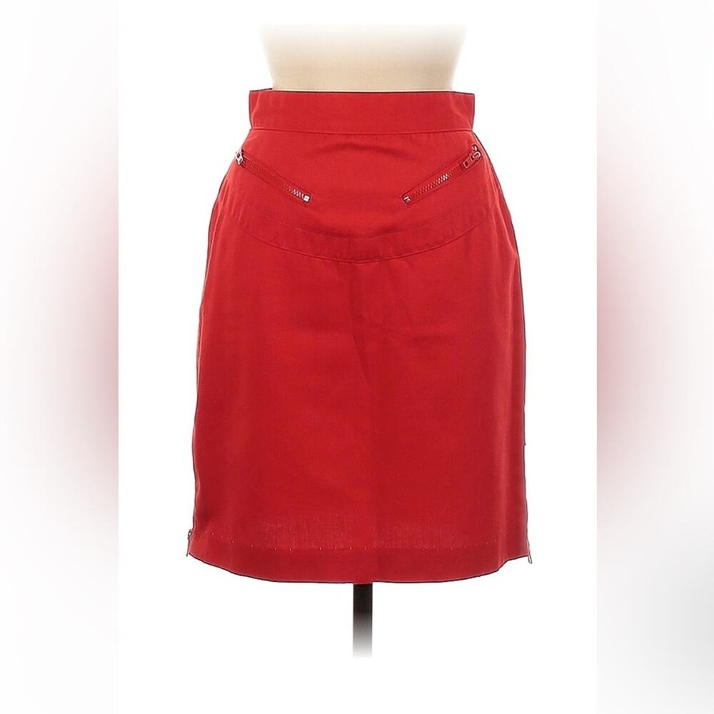 Vintage 80s 90s Clyde red zipper accent pencil skirt,‎ size 7 or 8